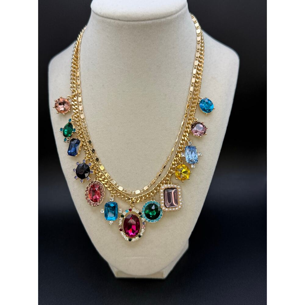 House of Harlow Colorful Crystal and Pearl Charm Necklace - Picture 2 of 7